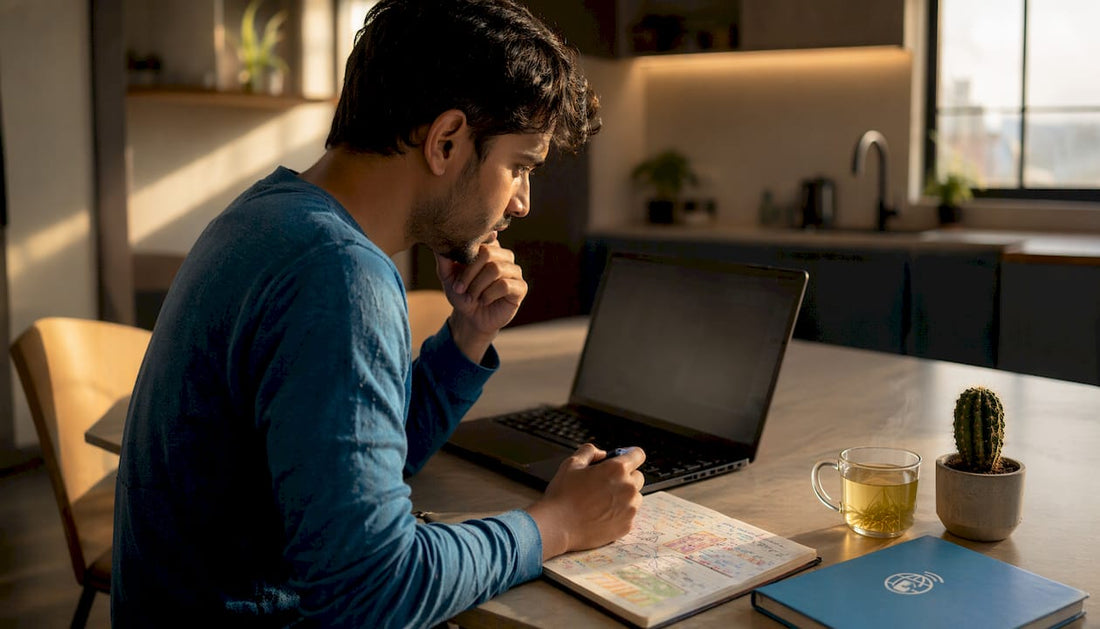 Man reviewing internet throttling issue on laptop