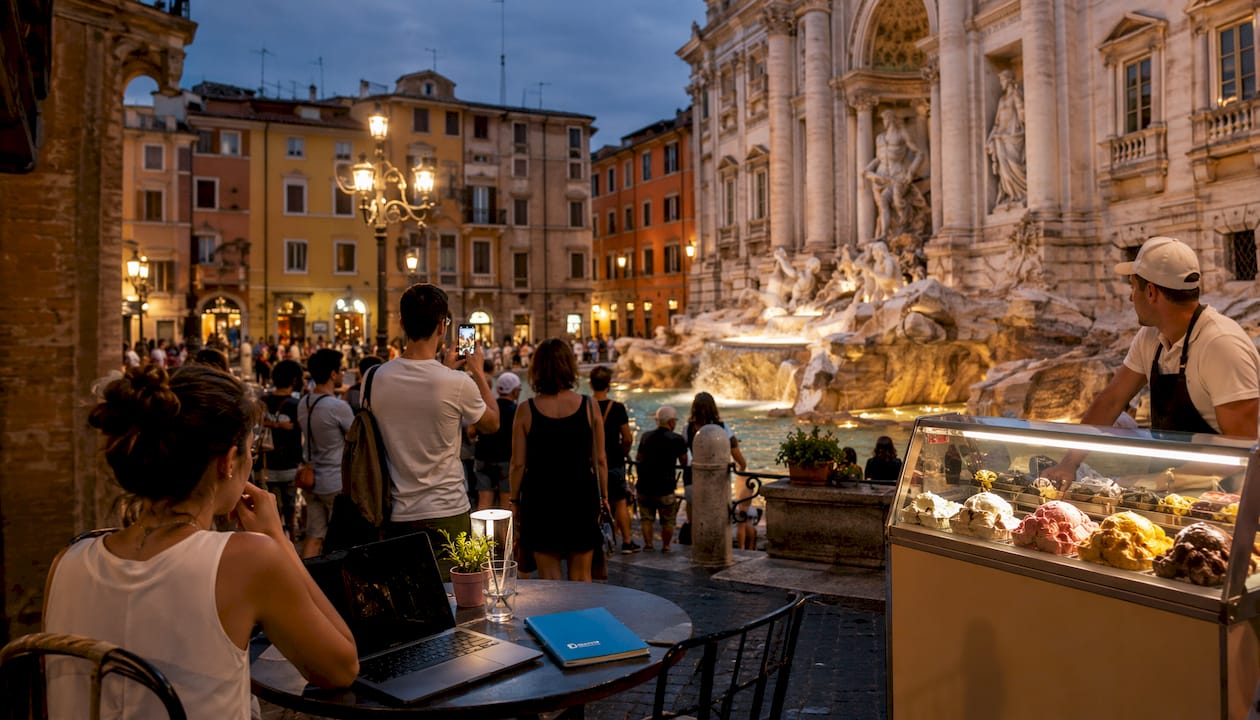 Rome historic landmarks during golden hour