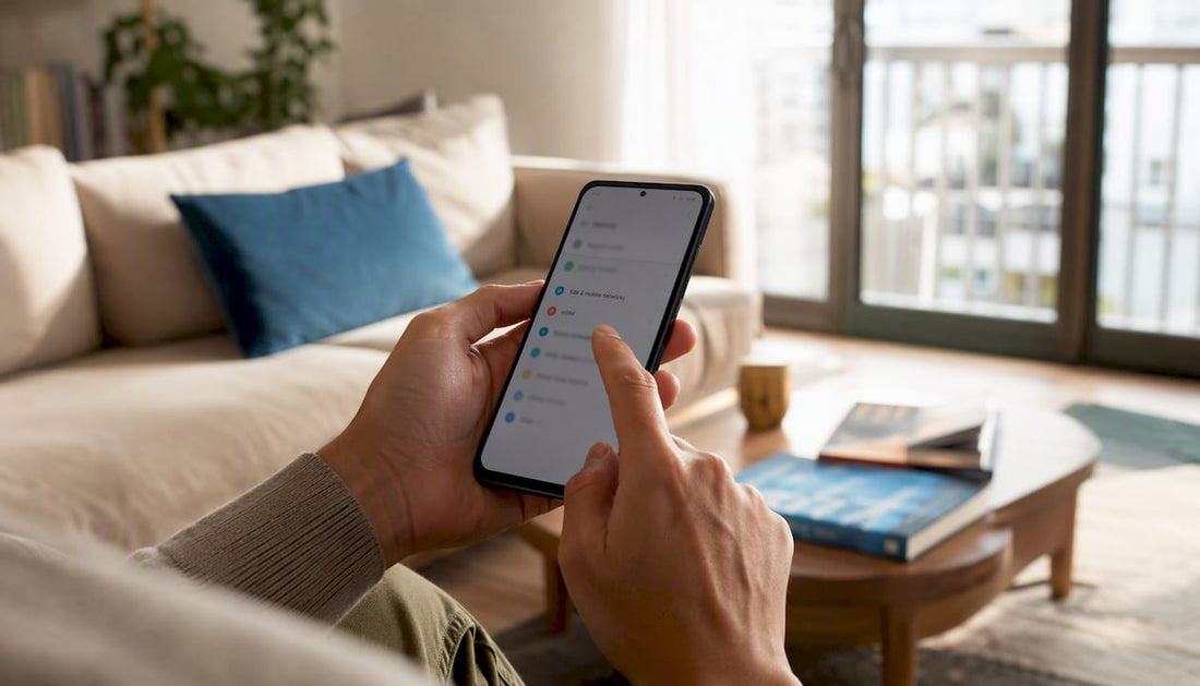 Hands accessing eSIM settings on a smartphone