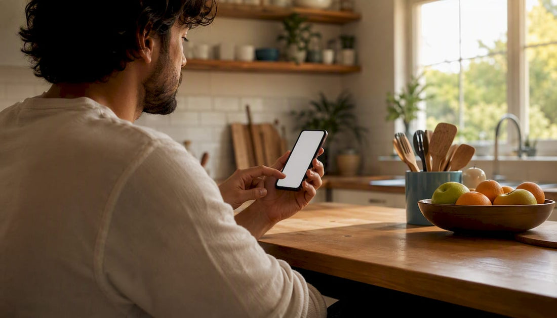 Hand holding iPhone adjusting cellular data