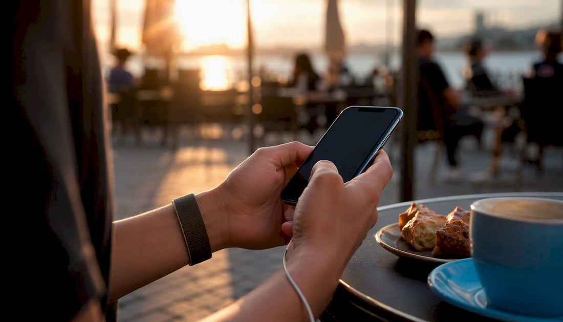 Hands holding smartphone activating hotspot