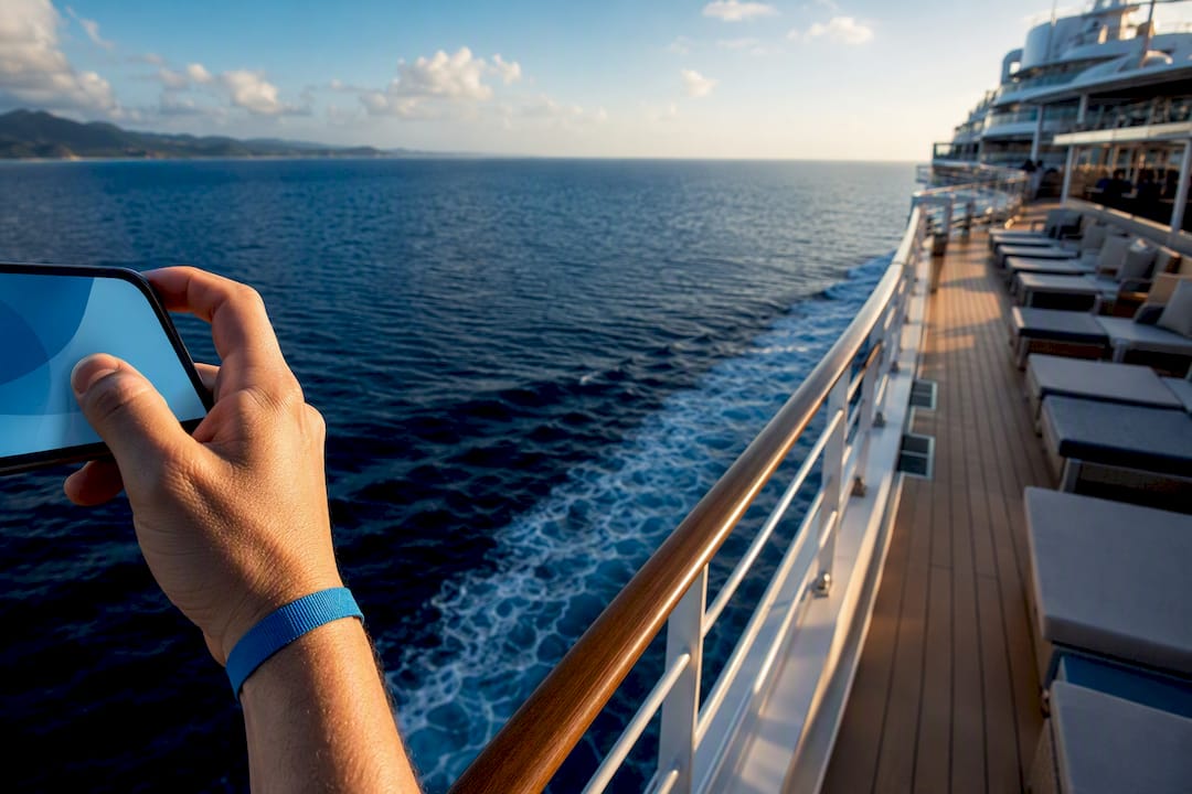 Cruise ship leaving shore cellular coverage