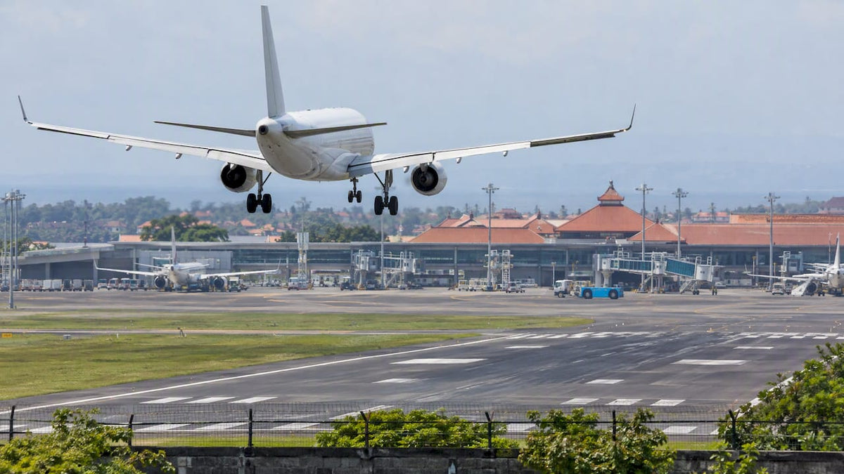 Passenger jet arriving at Bali airport